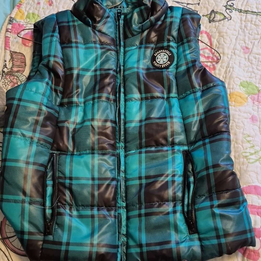 Aeropostale Kids Puffer Vest - Teal and Black